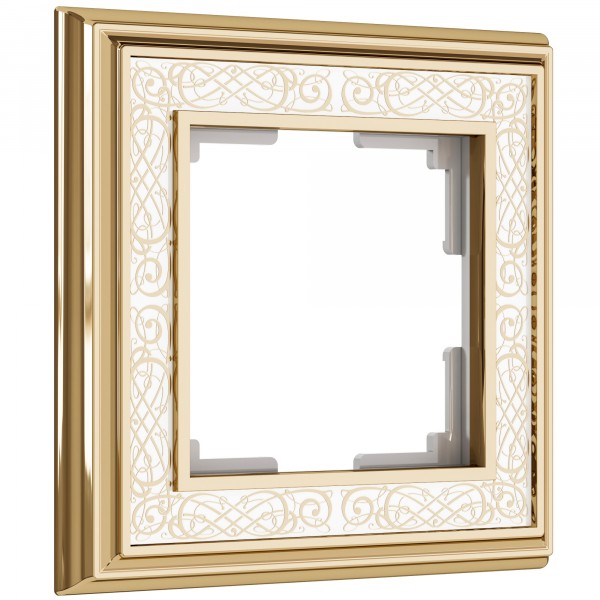 Рамка на 1 пост WL77-Frame-01 Palacio Gracia (золото/белый) - купить в Санкт-Петербурге